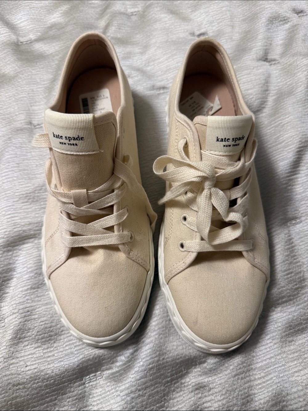 kate spade Canvas Low-Top Sneakers in Soft Cream